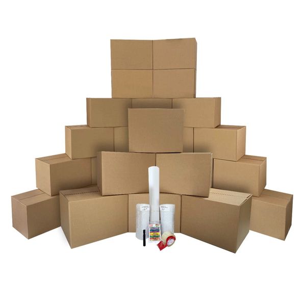 UBOXES Moving Boxes - 2 Room Bigger Smart Moving Kit - 28 Boxes,Tape, more