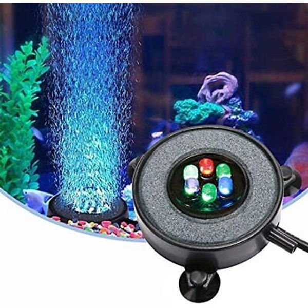 LED Aquarium Fish Tank Air Stone Light,Multi-Colored Bubble Disk for