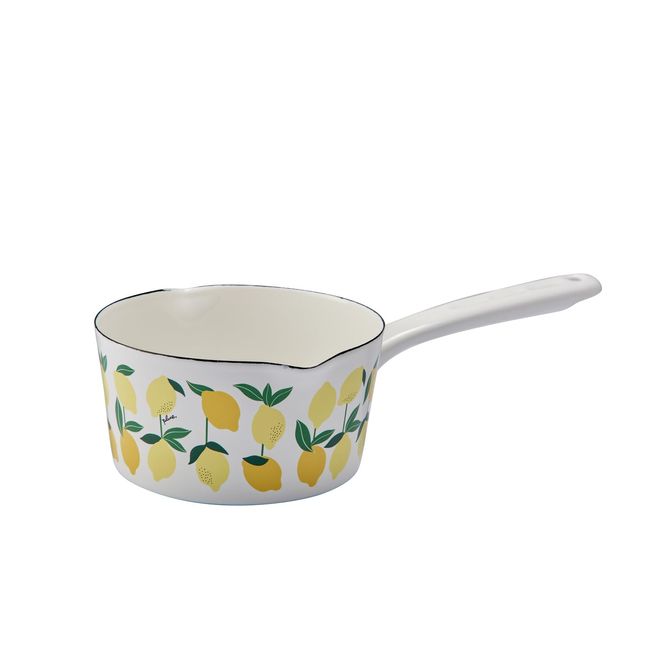 Plune. YJM-108 Prune Enameled Milk Pan, 5.9 inches (15 cm), Lemon, Compatible with Gas Fire, Induction