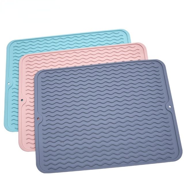 Silicone Dish Drying Mat, Counter top Mat Non-Slip Sink Mat Dish