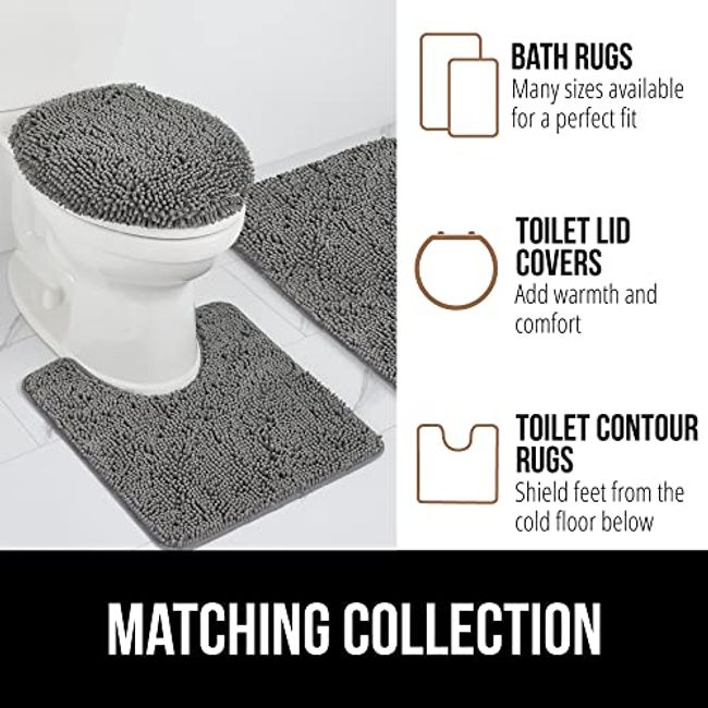 Gorilla Grip Shag Chenille Bathroom Toilet Lid Cover, Machine Wash