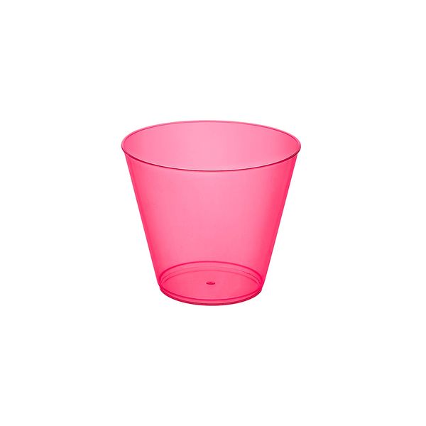 Party Essentials Hard Plastic 9-Ounce Party Cups and Old Fashioned Tumblers, Neon Pink, 25-Count