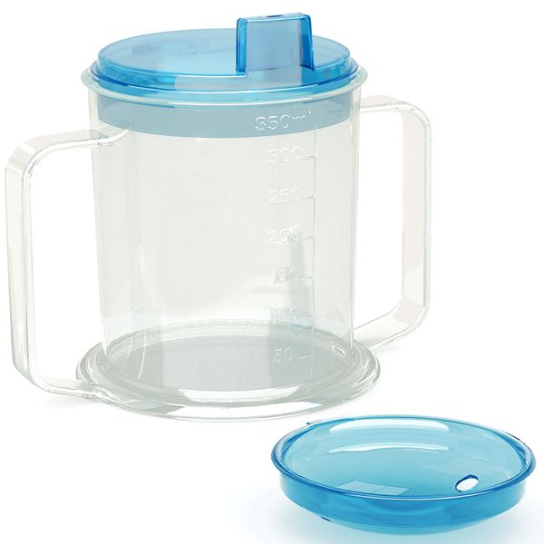 Drinking Cup/Beaker/Mug/Sippy Cup for Disabled Adults with Easy Grip Handles Anti Splash Spout and Travel Lid