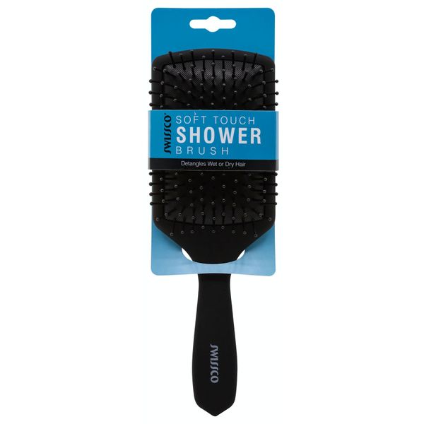 Swissco Soft Touch Paddle Shower Hair Brush (Black)