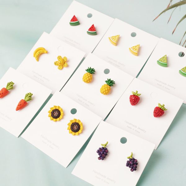 925 silver pin refreshing summer fruit earrings watermelon strawberry grape pineapple