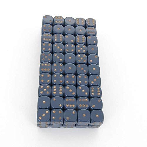 Dusty Blue Opaque Dice with Copper Pips D6 12mm (1/2in) Bulk Pack of 100 Wondertrail