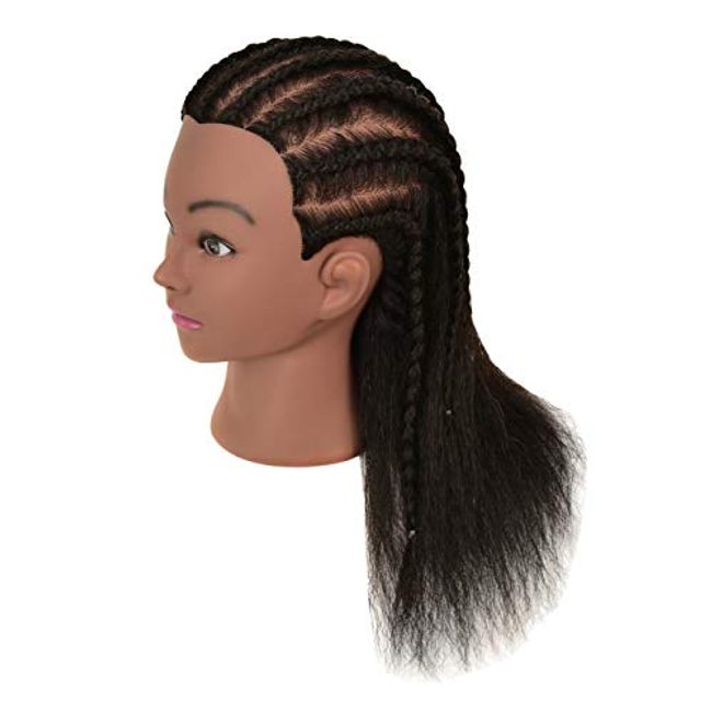 Afro Mannequin Head 100%Real Hair Styling Head Braid Hair Dolls Head For  Practicing Cornrows And Braids With Table Clamp Stand