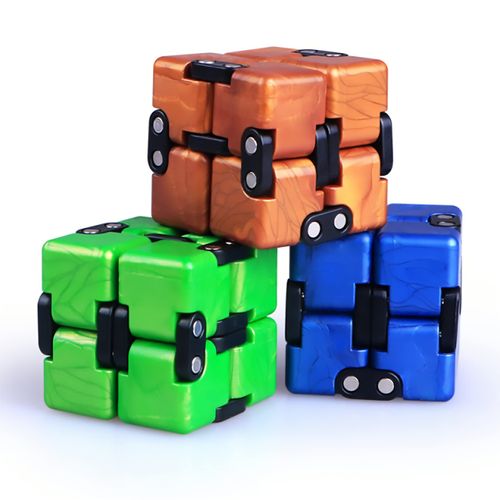 ND Infinity Cube Fidget Toy for Adults and Children, Finger Toy, Stress and Anxiety, Killing Time Fidget Toys, Infinite Cube for Office Staff, Rectangle (Gold, Green, Blue)