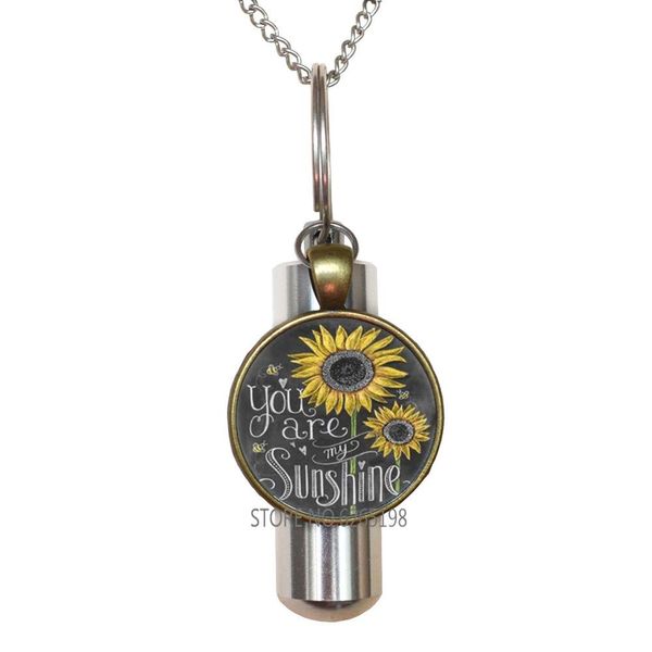 You are My Sunshine URN Cremation URN Necklace,Sunflower URN,Sunflower Jewelry,Minimalist Cremation URN Necklace,Dainty Cremation URN Necklace,N165