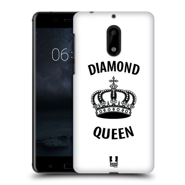 Head Case Designs Black And White Queen Crown Diamonds Hard Back Case Compatible With Nokia 6