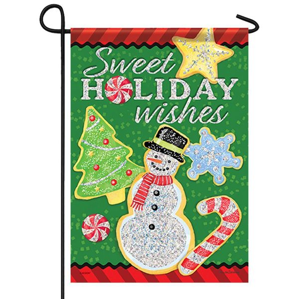 Sweet Holiday Wishes Glitter Garden Flag