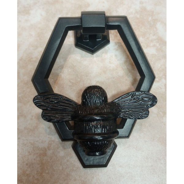 Decorative Solid Brass Bee Honeycomb Hardware Door Knocker Black