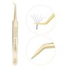 NAGARAKU Tweezers for Eyelash Extensions Gold Curved Angled Volume Cluster Super Light Weight Easy Fanning Tweezers Stainless Steel Precision (N-07)