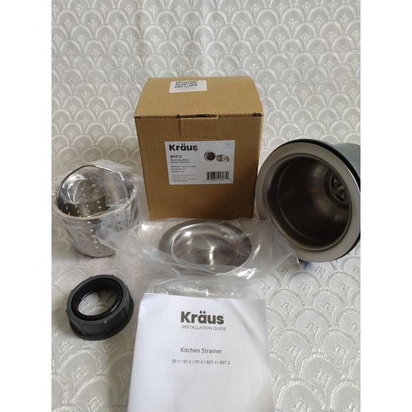 Kraus BST-2 Stainless Steel Kitchen Sink Strainer With Cover 4.5" NEW In Box