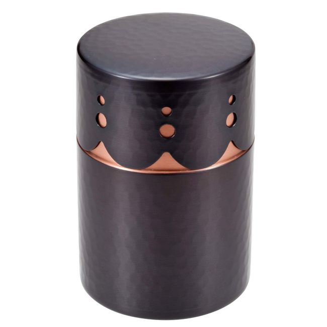 Shinkoukinzoku BC-406 Tea Canister, Black Copper Finish, Medium (Capacity: 5.3 oz (150 g), Pure Copper, Black Copper Finish, Openwork Carving Tea Caddy