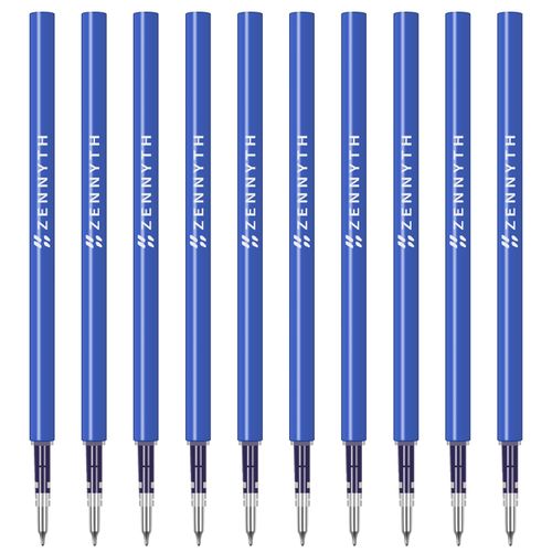 10 Pack 4.3'' Blue Ink Refills for Gel Pens, 0.5mm Fine Point Tip, Quick Drying Ink, Compatible with All ZENNYTH Gel Pens & Pilot G2 (Original Gel Ink Refills 10 Pcs-Blue Ink)