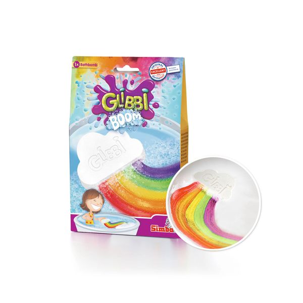 Simba 105953451 Glibbi Boom Toy, Bath Bomb, Cloud Shape, Magic Rainbow Effect, Age 3+