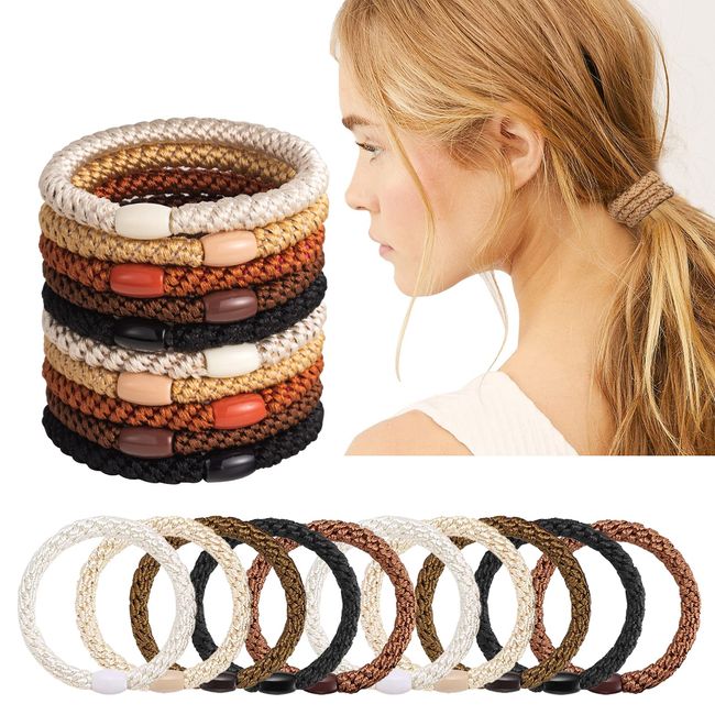 Aujzoo Hair Elastics, Stylish Hair Accessories, Adult Hair Elastics, Rope Style, 5 Colors, Set of 20