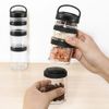Kisbeibi Stackable Snack Pots, Storage Jars, 4-Layer 4-Capacity Twist Lock Containers, Portable, Food Containers with Lid, 1 Set