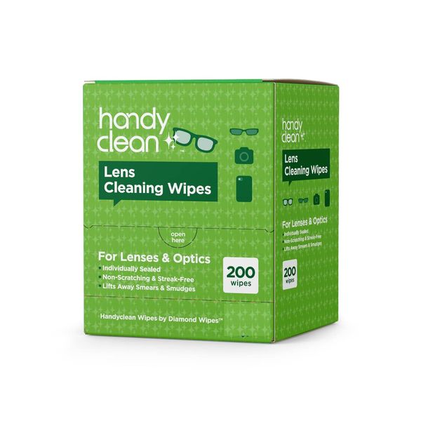 HandyClean Pre-Moistened Lens Cleaning Wipes, Eyeglass Wipes, Screen Wipes, 200 ct of 6 x 5 inches Individually Packed Lens Cleaner Wipes