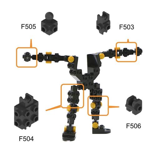MyBuild Bricks Creative Building Bricks F504 - Build Mech Section, Toy Building Block Spare Parts Socket and Clip 18 Pieces