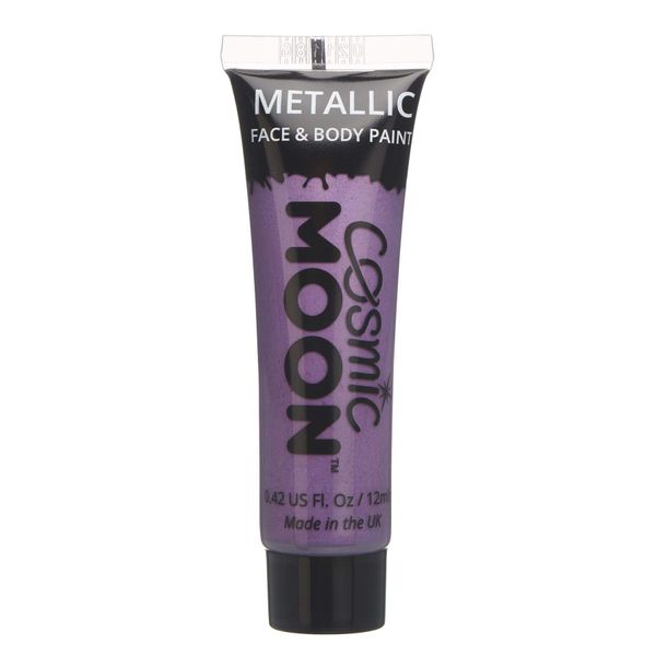 Face & Body Metallic Paint by Cosmic Moon - Purple - Water Based Face Paint Makeup for Adults, Kids - 12ml