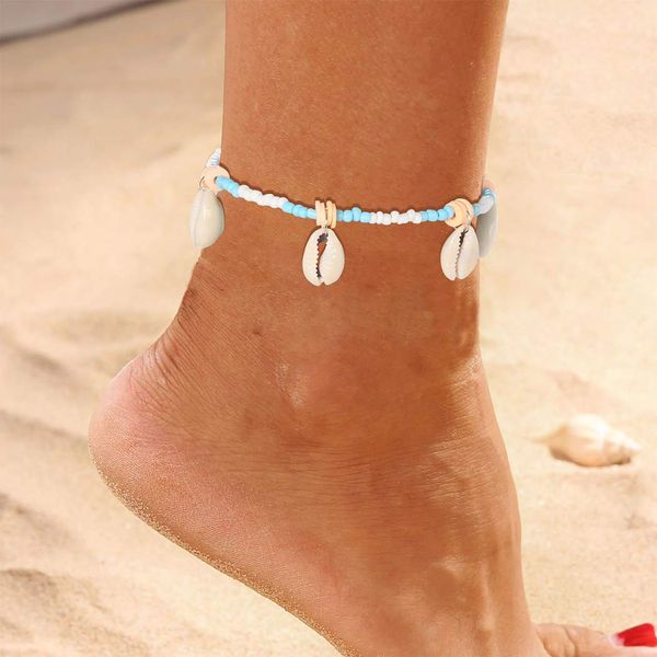 Yienate Boho Anklets Bead Shell Pendant Summer Barefoot Beach Anklet Foot Jewelry for Women and Girls