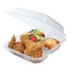 Karat 8'' x 8'' 3C PP Plastic Hinged Container, 3 Compartments - 250 ct