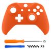 eXtremeRate Orange Faceplate Cover, Soft Touch Front Housing Shell Case, Comfortable Soft Grip Replacement Kit for Microsoft Xbox One X & One S Controller