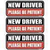 GEEKBEAR New Driver Car Magnet (3 Pack) - Rectangular Shape, 8.7 x 3.6 inch (Black/Red)