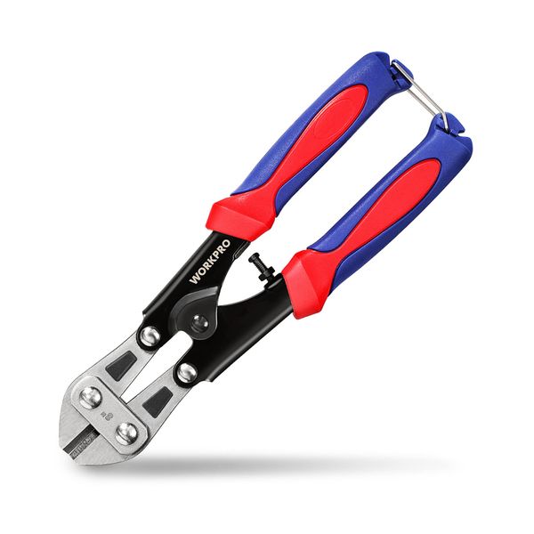 WORKPRO Mini Bolt Cutter 8-inch/210mm, Cr-V Wire Cable Cutter, Spring Snips Clippers with Soft Anti-Slip Handle