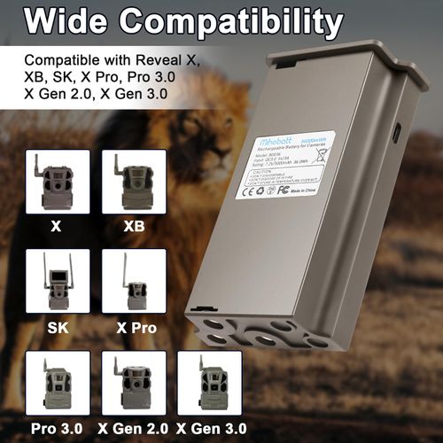 Mihobatt 36000mWh Rechargeable Lithium-ion Battery Pack for Reveal Trail Cameras – Compatible with Reveal X, XB, SK, X Pro, Pro 3.0, X Gen 2.0, X Gen 3.0 Hunting Cameras (1 Pack)