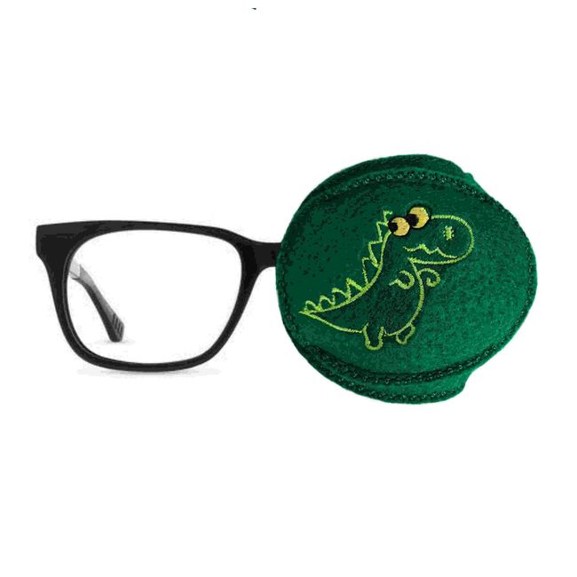 Kids and Adults Reusable Embroidered Orthoptic Eye Patch For Amblyopia Lazy Eye Occlusion Therapy Treatment Dino (Left Eye Cover)