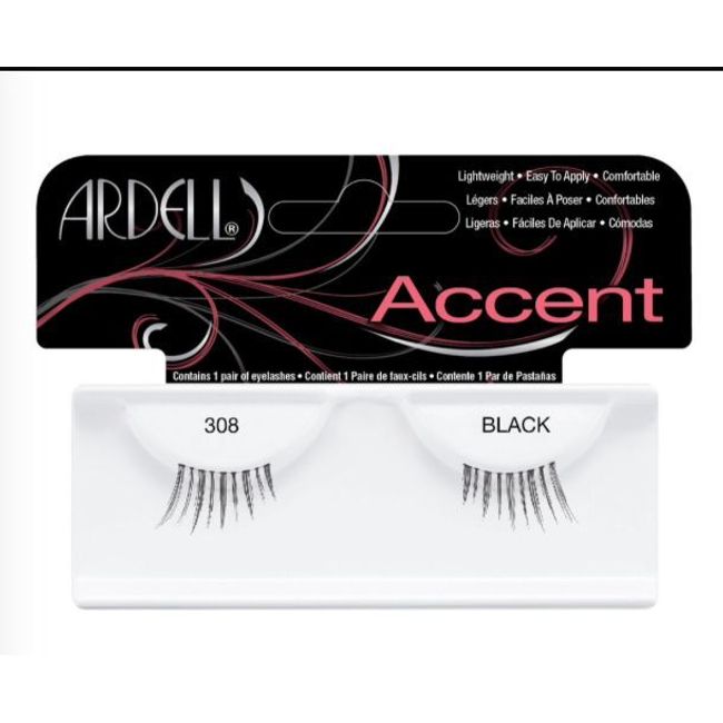 (LOT OF 4) Ardell ACCENT 308 False Half Lashes Authentic Ardell Black Strip