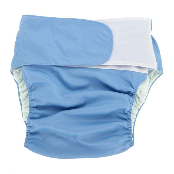 Adult Diaper Pants Incontinence Nappy, Adjustable Washable Dual Opening Pocket Reusable Leakfree Insert Cloth Diapers for Disability Care(Blue)