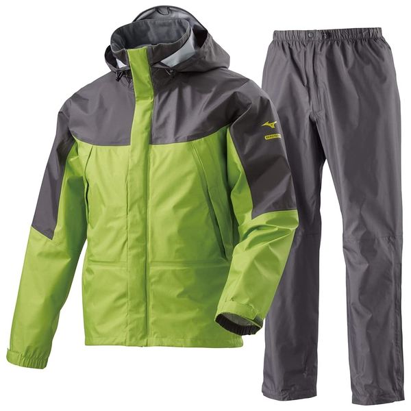 Mizuno A2MG8A01 Bergtech EX Storm Saver V Men’s Rain Wear, Top / Bottom Rain Suit, Waterproof up to 100 Washes, Water Pressure Resistance: Approx. 30,000 mm or more, Breathable, pistachio