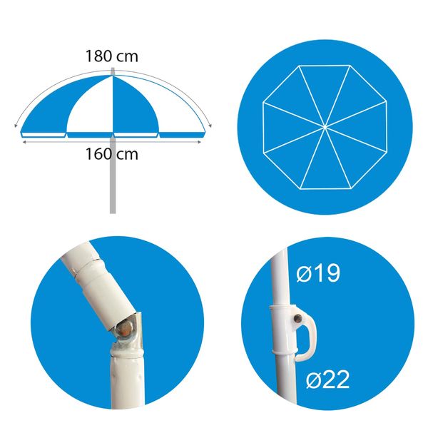 Spiral Beach Umbrella 180 cm Nylon, Multi-Colour, 180 cm, multicoloured