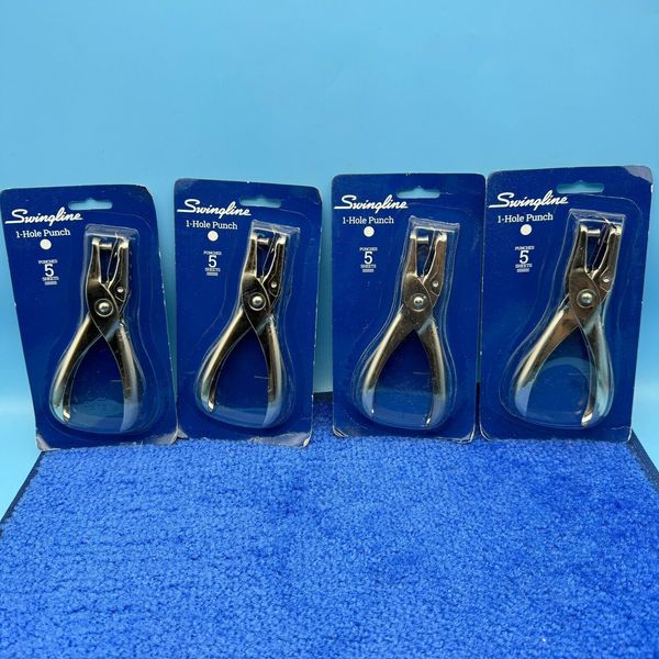 4x Swingline Work Essentials ONE HOLE PUNCH 1/4" Metal Handheld 5 Sheets Paper