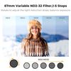 K&F Concept Snap-on 67mm Variable ND2-ND32 Filter for Phone Filter Clip, Optical Glass Multi-Layer Coating