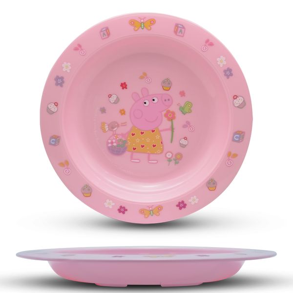 HOVUK Pepa Pig Feeding Plate for Babies – Reusable and BPA Free| 17.5cm dia Toddler Feeding Plate Microwave Safe| Kids Plates Baby Utensils 9+Months