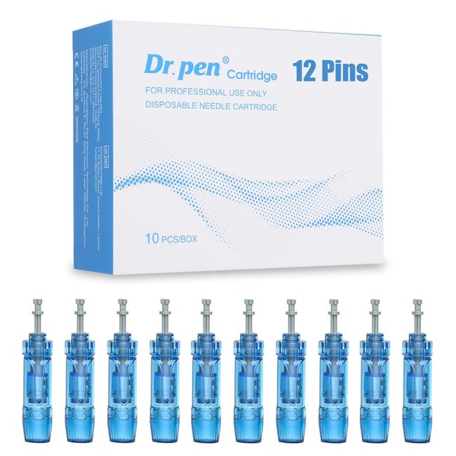 Dr.pen M8S Cartridges 12 Pins, 10Pcs Original Dr.pen Replacement Cartridges for Microneedling Pen M8S/A8S/A9 Model, Authentic Disposable Microneedling Cartridges (12 Pins, 10Pcs)