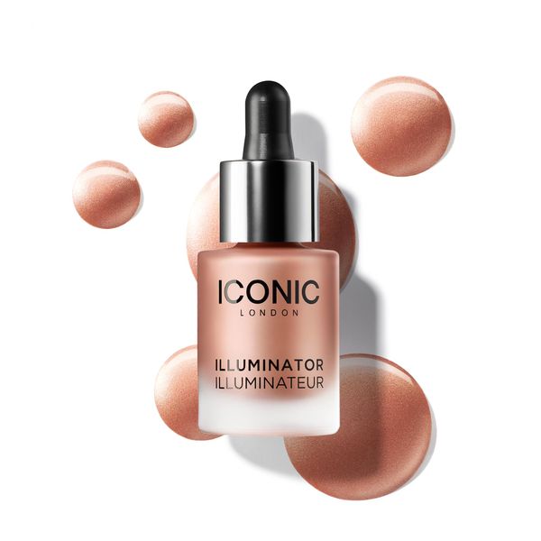 ICONIC LONDON Illuminator | Liquid Highlighting Drops for a Radiant Glow, Cruelty-Free, Vegan Makeup, Blush (Peachy Rose) 0.45 Fl oz