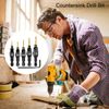 Countersink Drill Bit Set, 5pcs Counter Sinker Drill Bits, Hex Shank Reamer Chamfer Countersink Tools, 1/4 with Hex Key Wrench
