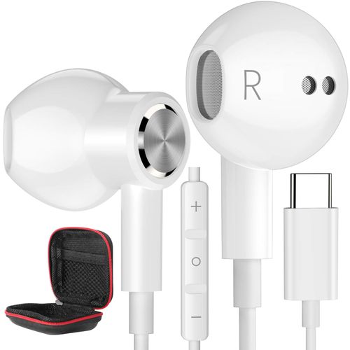 タイプ c イヤホン 有線 マイク付き USB Type C イヤフォン 磁気 対応iPhone 16/15 Pro max plus/iPad Pro Air 4 5/iPad mini 6/第10世代/PS5 NintendoSwitch/Galaxy/Google Pixel 8 Pro 7a/arrows/OPPO パソコン インナーイヤー型 テレワーク 重低音 通話対応 リモコン付き 白