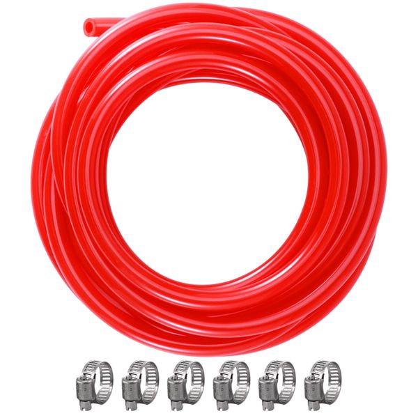 15ft-Hilangsan Beer CO2 Gas Line Tubing for Kegerator Gas Line 5/16 Keg Gas Line Long Red PVC CO2 Tubing Beer Gas Line CO2 Hose Draft Beer Dispenser Brewing Hose Kits with Hose Clamps