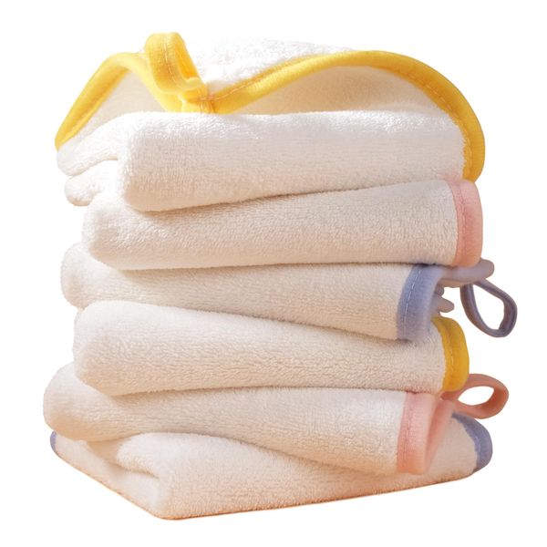 POLYTE Hypoallergenic Gentle Microfiber Baby Washcloth, 10 x 10 in, 6 Pack (White)