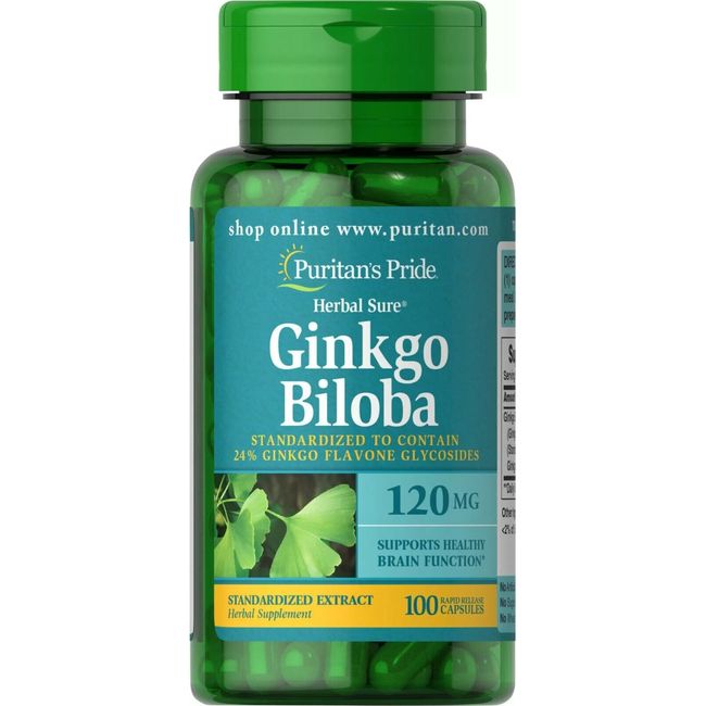 Puritan's Pride Ginkgo Biloba Standardized Extract 120 mg 100 Capsules