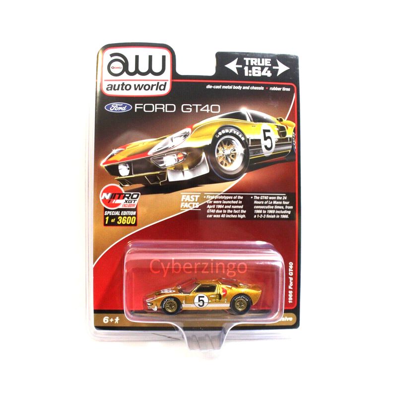 Auto World 1/64 1966 Ford GT40 #1 Blu Gulf, Serie Nitro XGT, Edizione Limitata CP7921