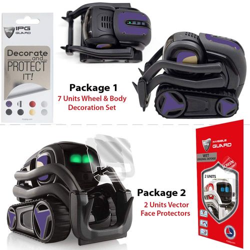IPG for Vector Robot Face Screen Guard Decoration KIT Protector from Unexpected Attacks of Kids and Pets.Include Wheels&Body Set 7 Units Decals+2 Units Screen Protector (Lavender)