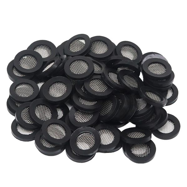 LINYUEARUI 80PCS Stainless Steel & Rubber Screen Hose Washers, 19mm OD, 12mm ID, 3mm Thick, 40 Mesh, Shower Head Gasket, Black Rubber Washer, o Ring Hose Net Washer